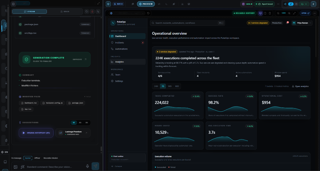 Cosnoor browser-based IDE showing AI generation, run isolation, and verification status